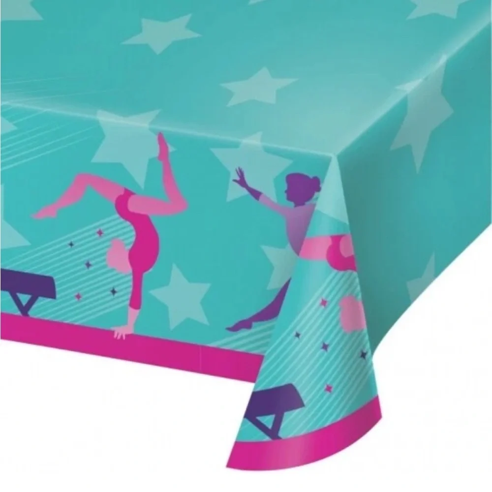 Gymnastics Party Table Cover - Pink and Blue
